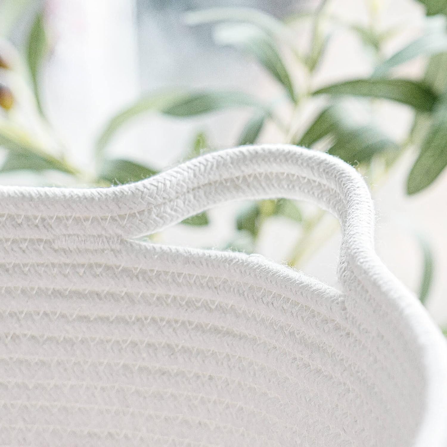 Cotton Rope Storage Basket White Pink Kids Room Organizer