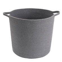 Grey Cotton Rope Storage Basket with Handles Home Organizer