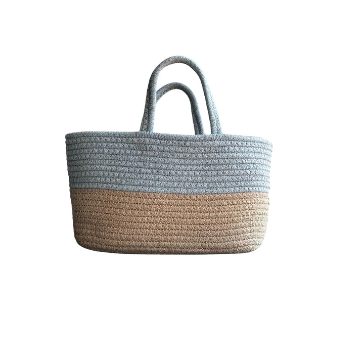 Dual Tone Cotton Storage Basket with Handle Organizer