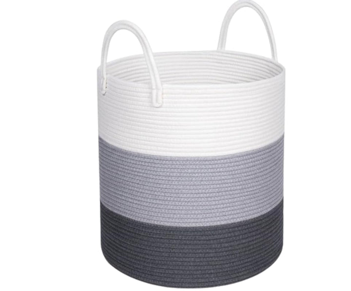 Cotton Rope Laundry Storage Basket White Grey Home Organizer