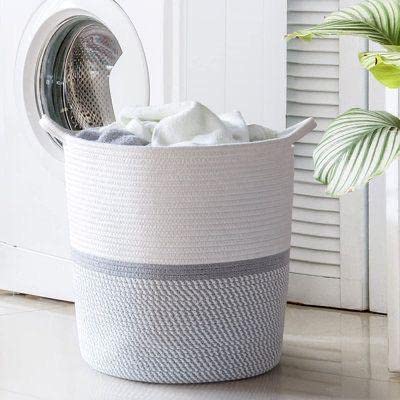Cotton Rope Storage Basket White Grey Modern Home Organizer
