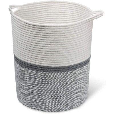 Cotton Rope Storage Basket White Grey Modern Home Organizer