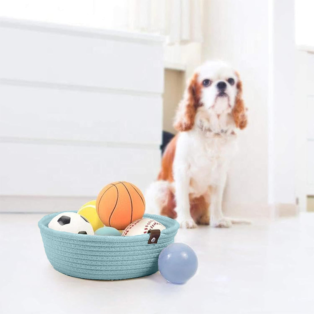 Light Blue Cotton Rope Storage Bowl Set for Home Use