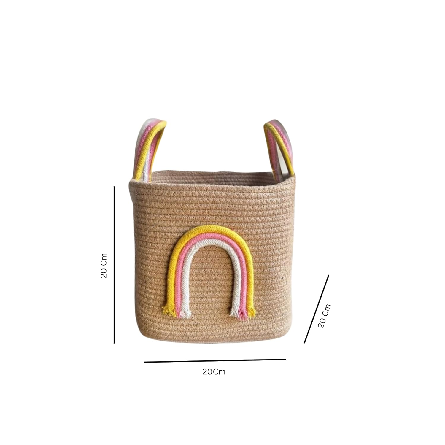 Rainbow Design Cotton Rope Storage Basket with Handles
