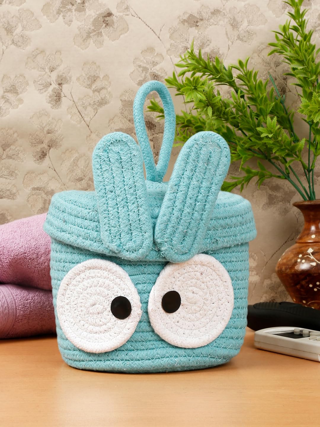 Aqua Blue Bunny Storage Basket 18x15 cm Decor Cute Organizer