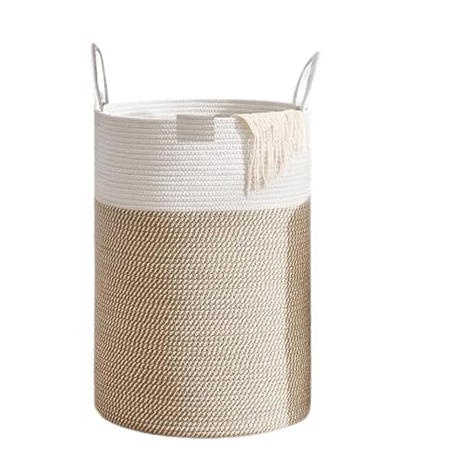 Cotton Rope Storage Basket White Beige Home Organizer Bin