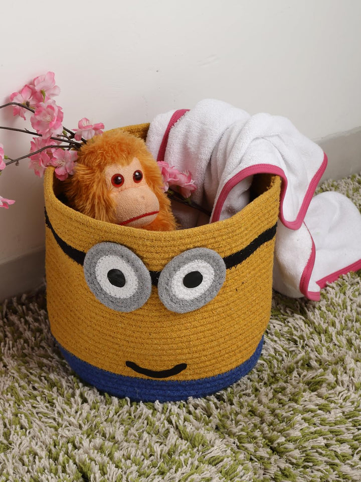 Yellow Cartoon Storage Basket 26x26 cm Kids Organizer