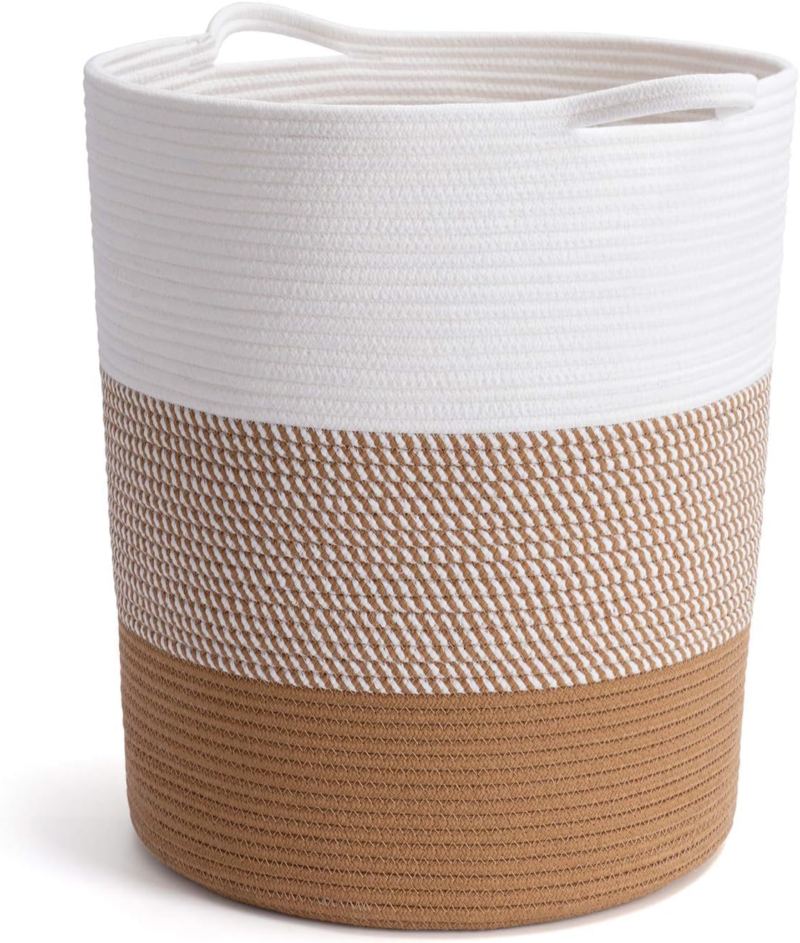 Cotton Rope Storage Basket White Brown Modern Home Organizer