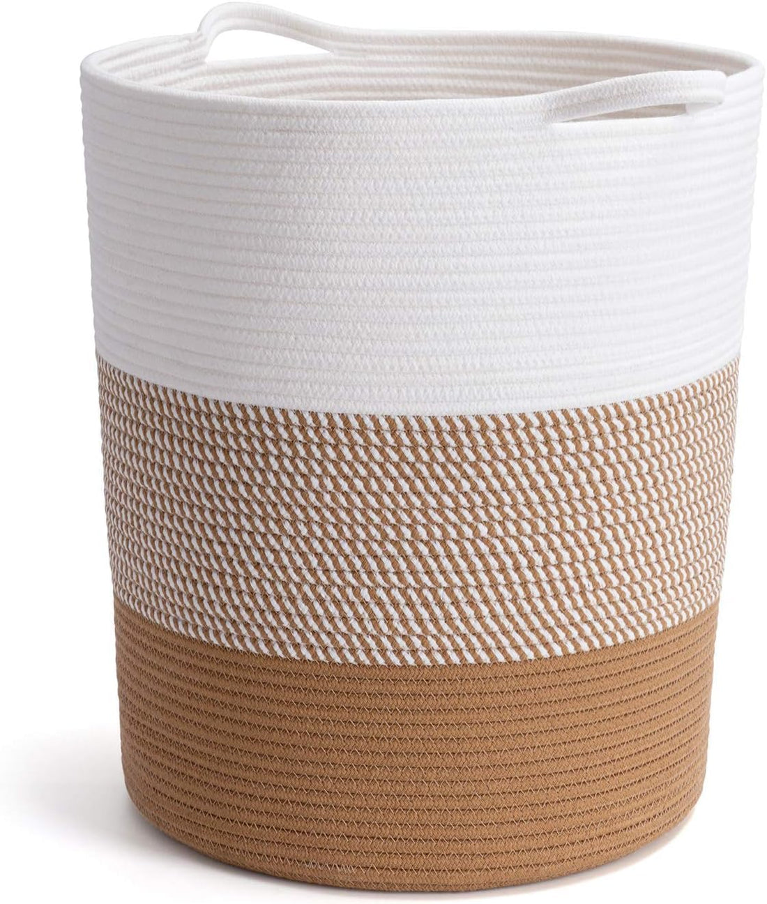 Cotton Rope Storage Basket White Brown Modern Home Organizer