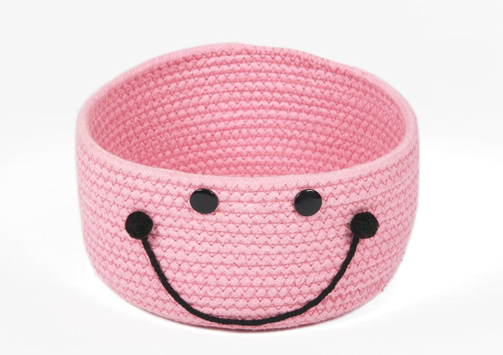 Cute Smile Design Cotton Rope Storage Basket Organizer