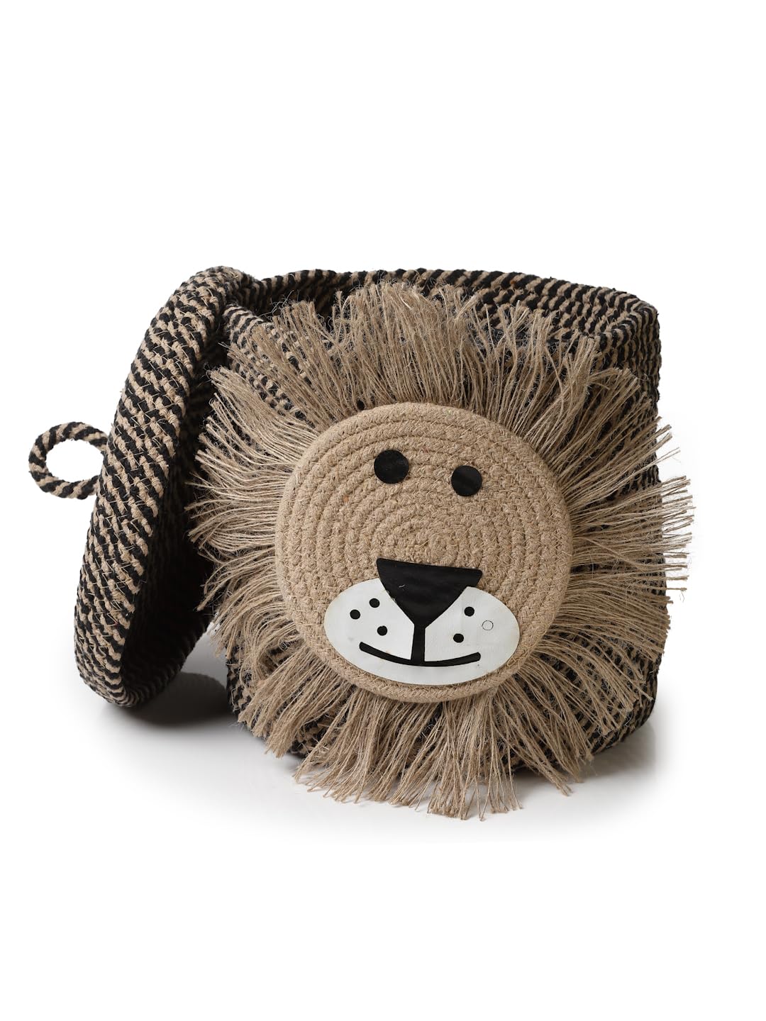 Brown Lion Face Storage Basket with Lid for Kids Toy Room
