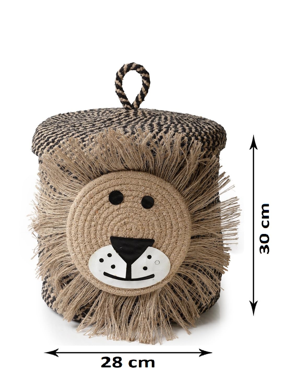 Brown Lion Face Storage Basket with Lid for Kids Toy Room