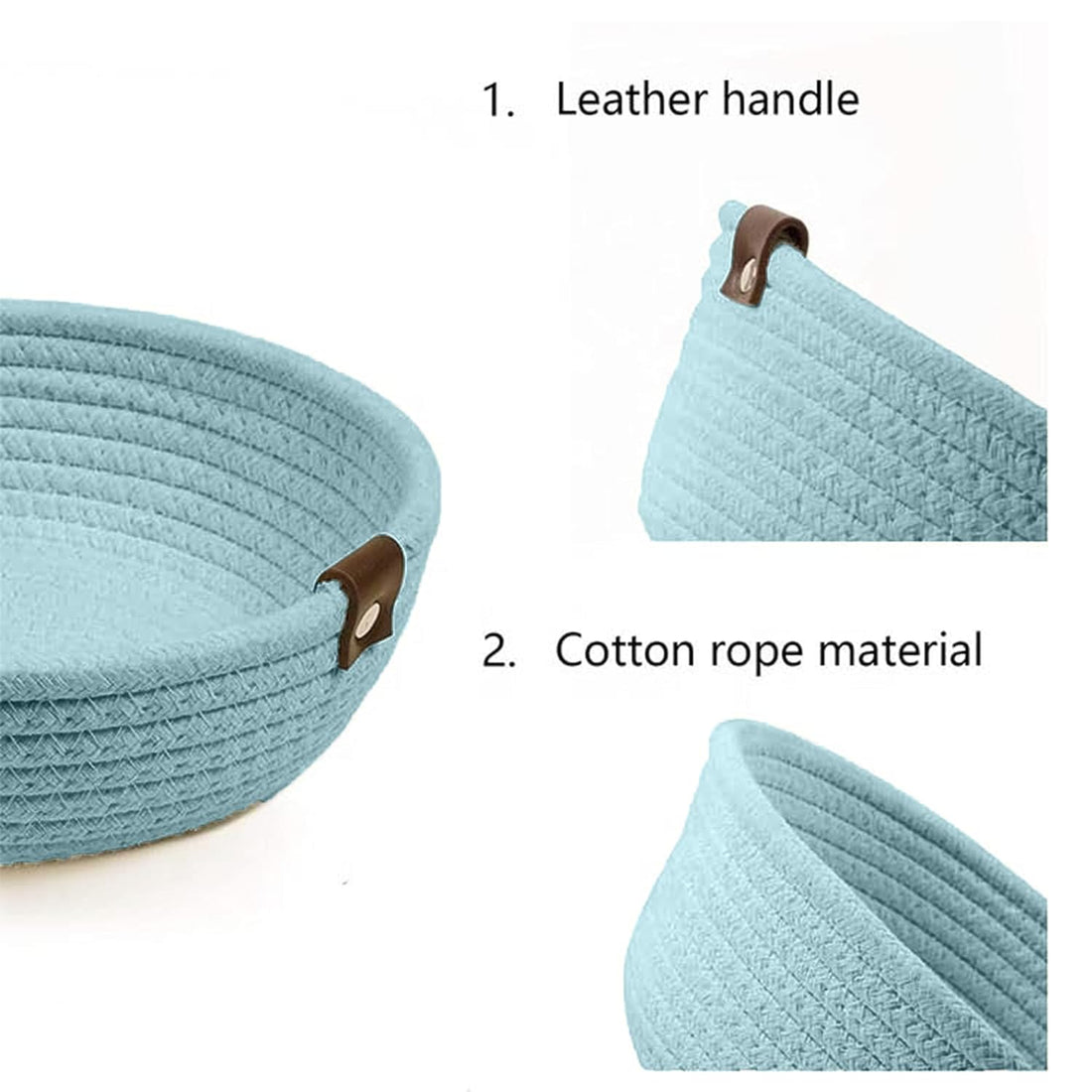 Light Blue Cotton Rope Storage Bowl Set for Home Use