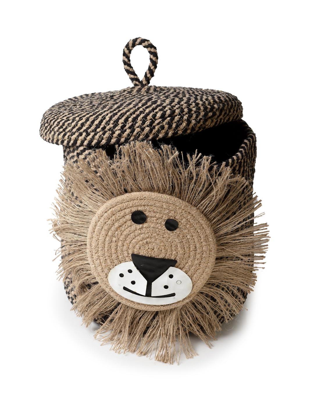 Brown Lion Face Storage Basket with Lid for Kids Toy Room