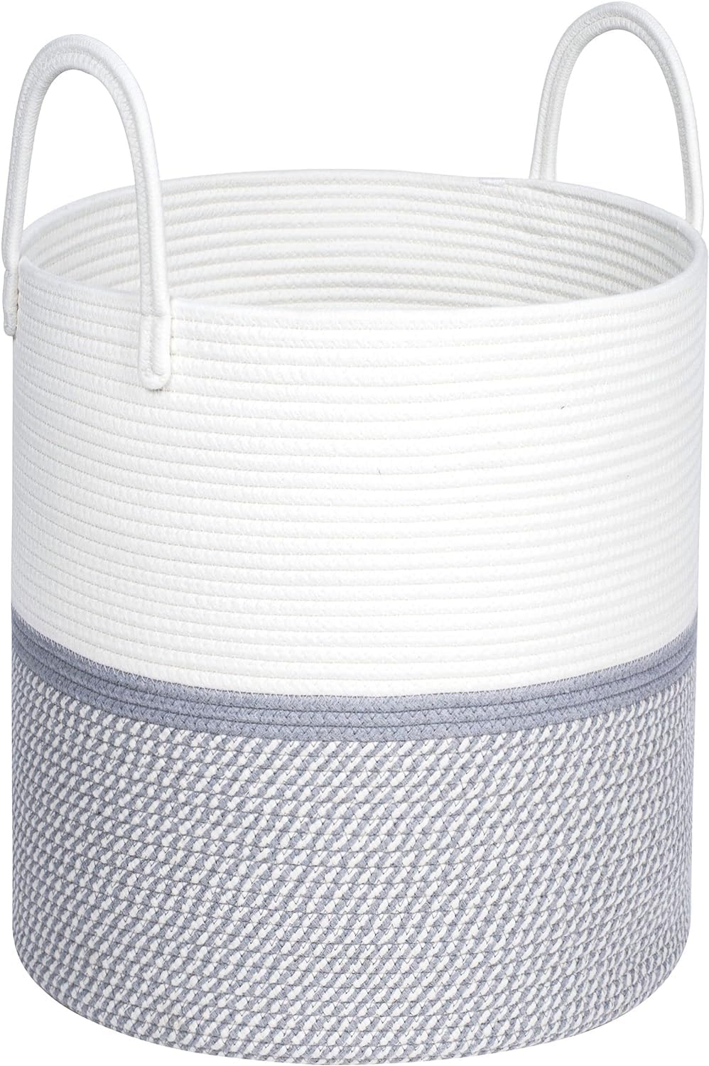 Cotton Rope Laundry Storage Basket White Grey Home Organizer
