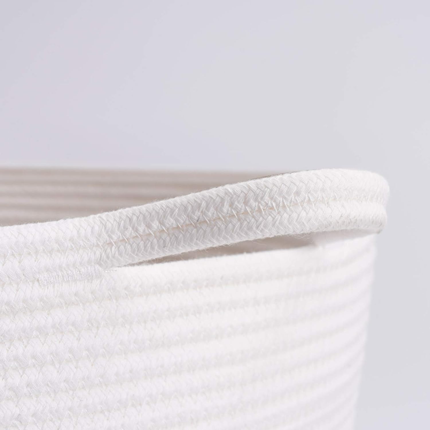 Cotton Rope Storage Basket White Brown Modern Home Organizer