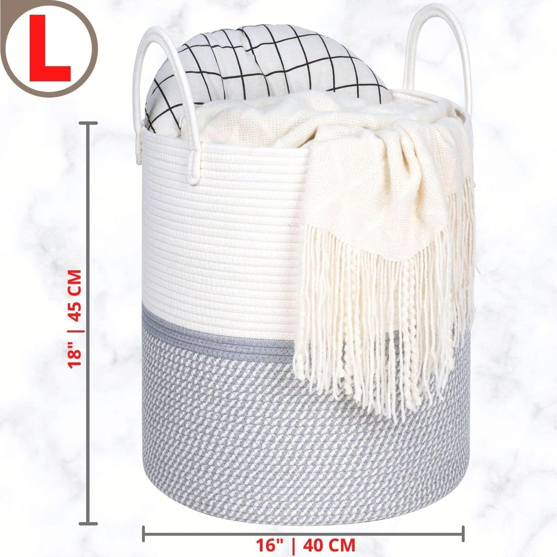 Cotton Rope Laundry Storage Basket White Grey Home Organizer