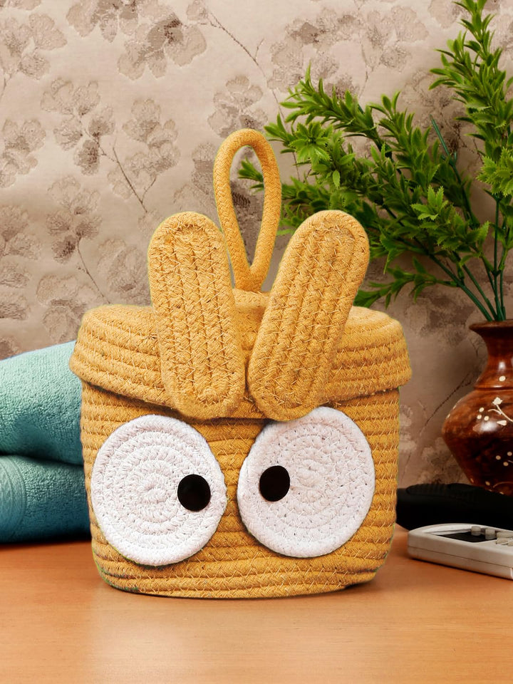 Mustard Bunny Storage Basket 18x15 cm Cute Organizer