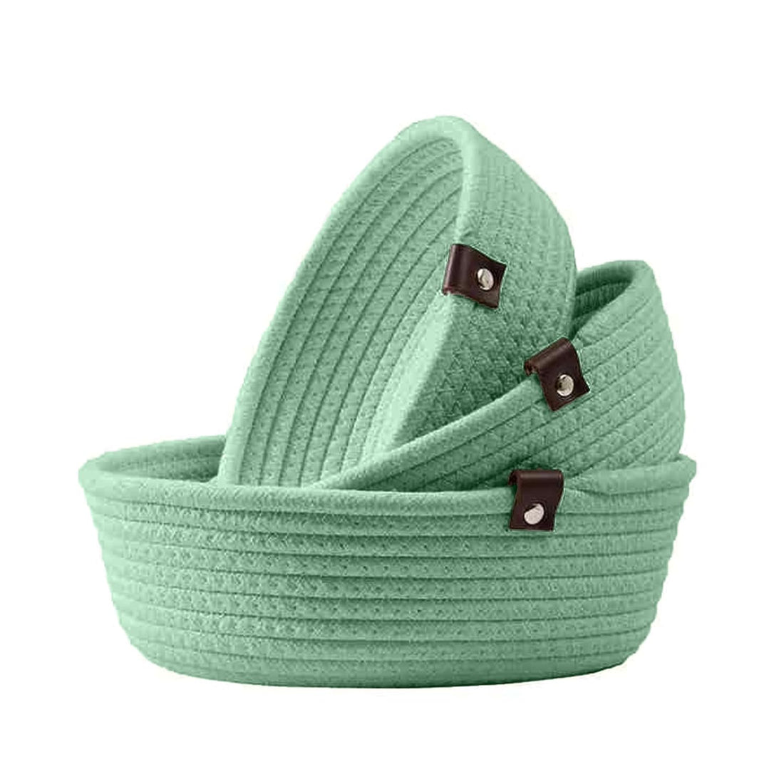 Mint Green Cotton Rope Storage Bowl Set for Home