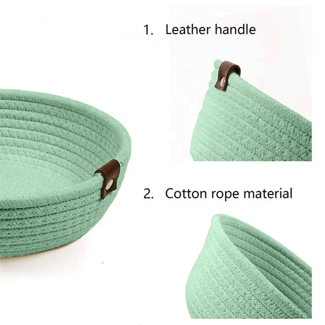 Mint Green Cotton Rope Storage Bowl Set for Home