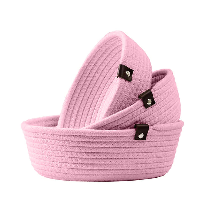 Soft Pink Cotton Rope Storage Bowl Set for Home