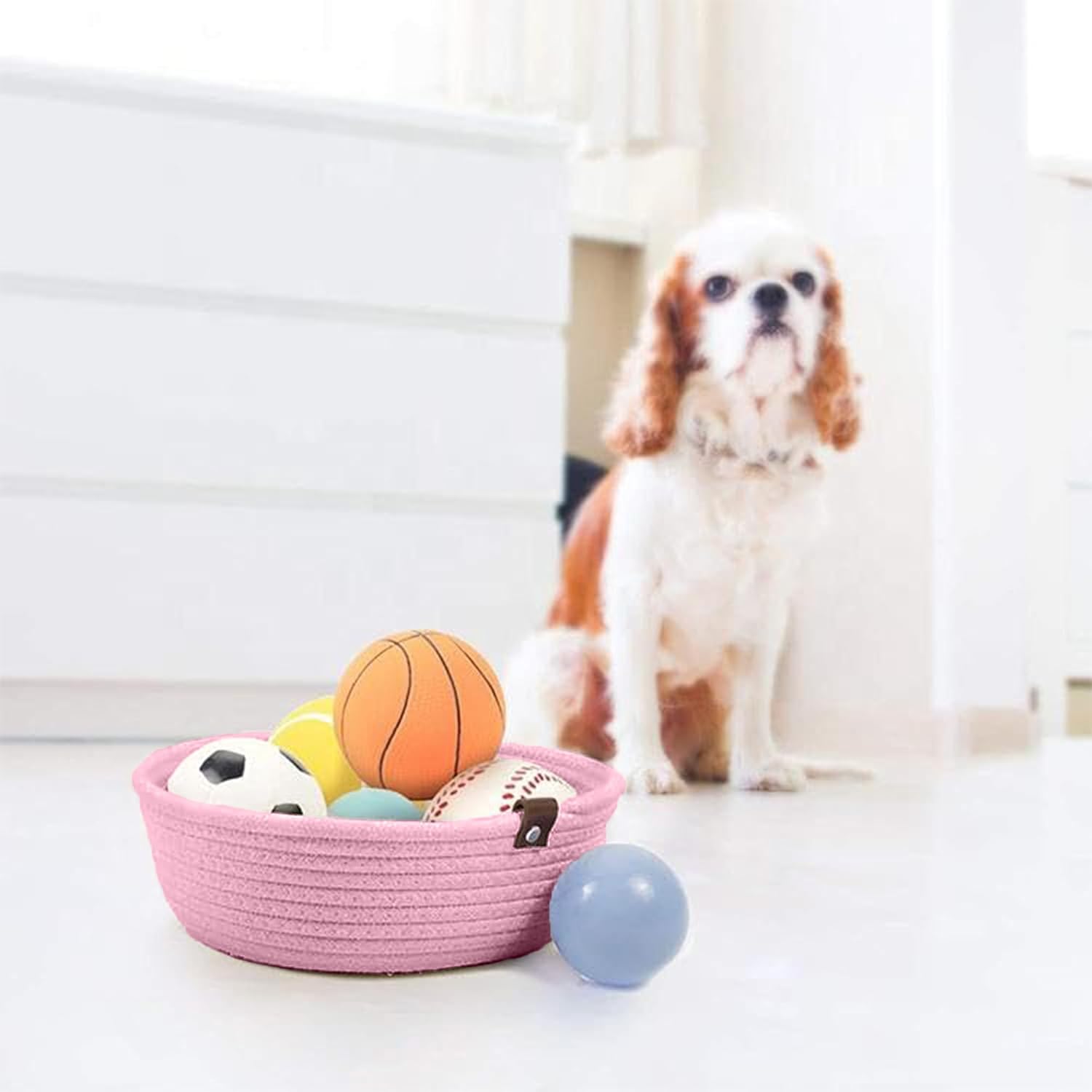 Soft Pink Cotton Rope Storage Bowl Set for Home