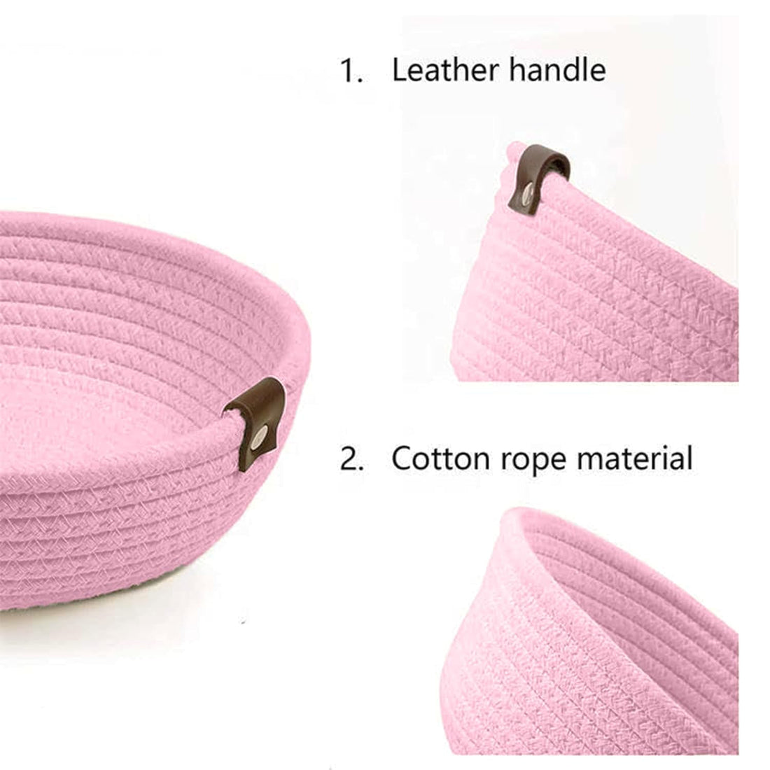 Soft Pink Cotton Rope Storage Bowl Set for Home