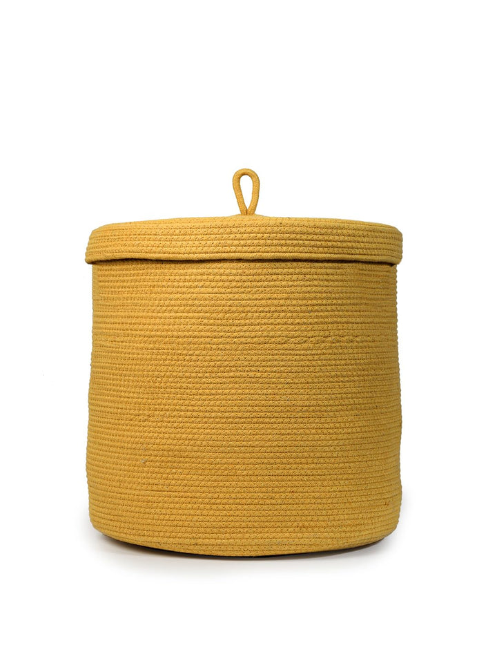 Yellow Lion Face Storage Basket with Lid for Kids Toy Room