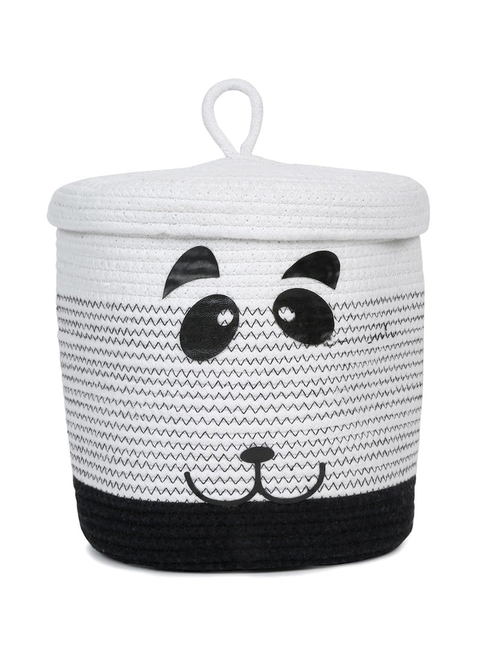 Cute Panda Storage Basket with Lid for Kids Toy Organizer