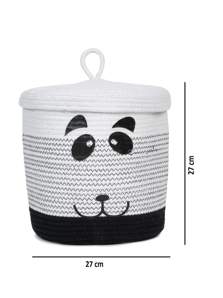 Cute Panda Storage Basket with Lid for Kids Toy Organizer