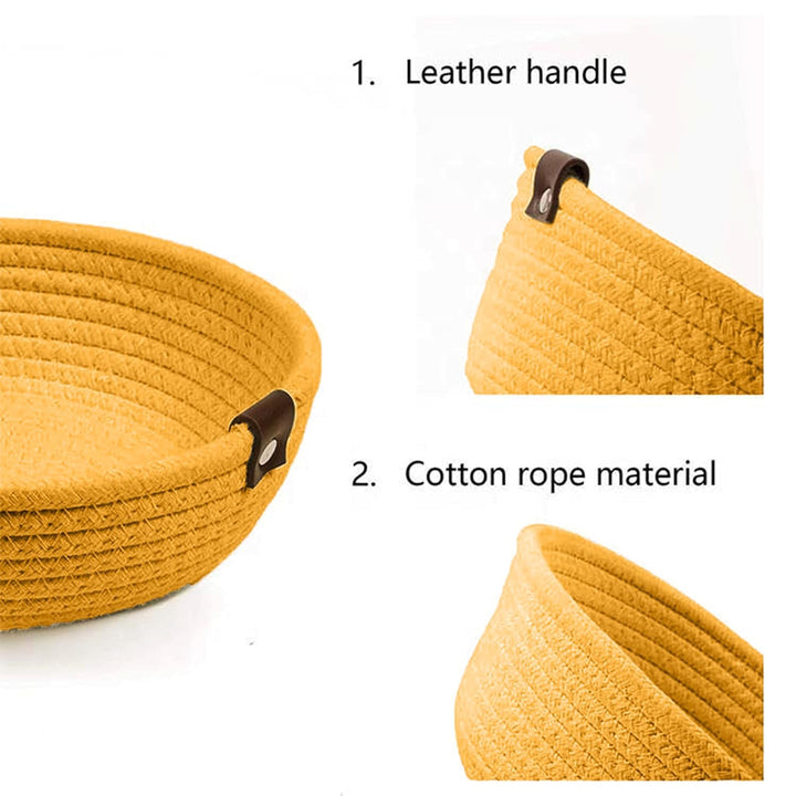 Mustard Yellow Cotton Rope Storage Bowl Set with Tabs