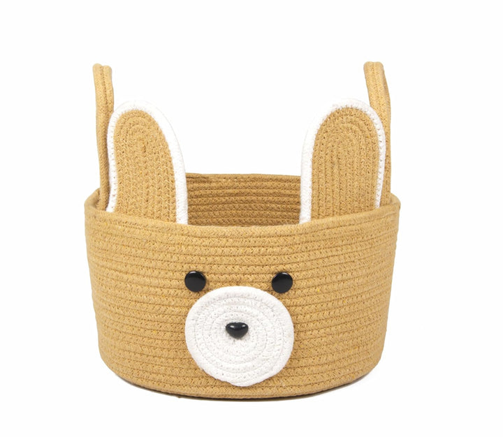 Cute Bunny Design Woven Storage Basket for Kids Room Use