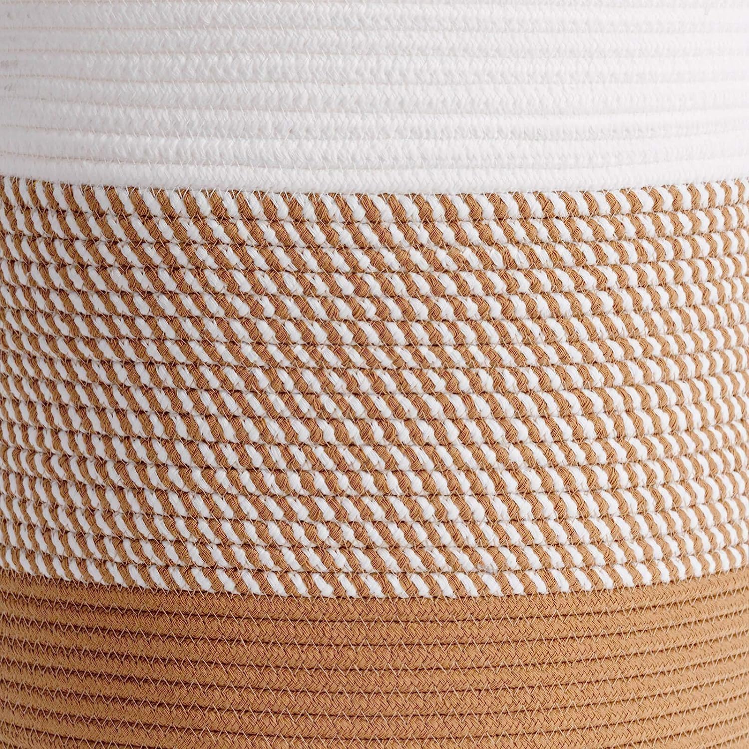 Cotton Rope Storage Basket White Brown Modern Home Organizer