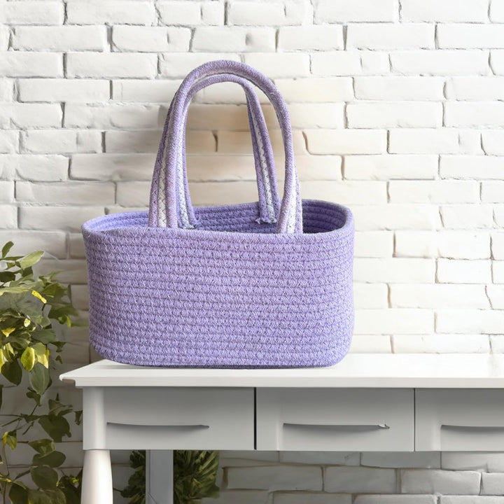 Premium Cotton Rope Storage Basket with Handle Organizer