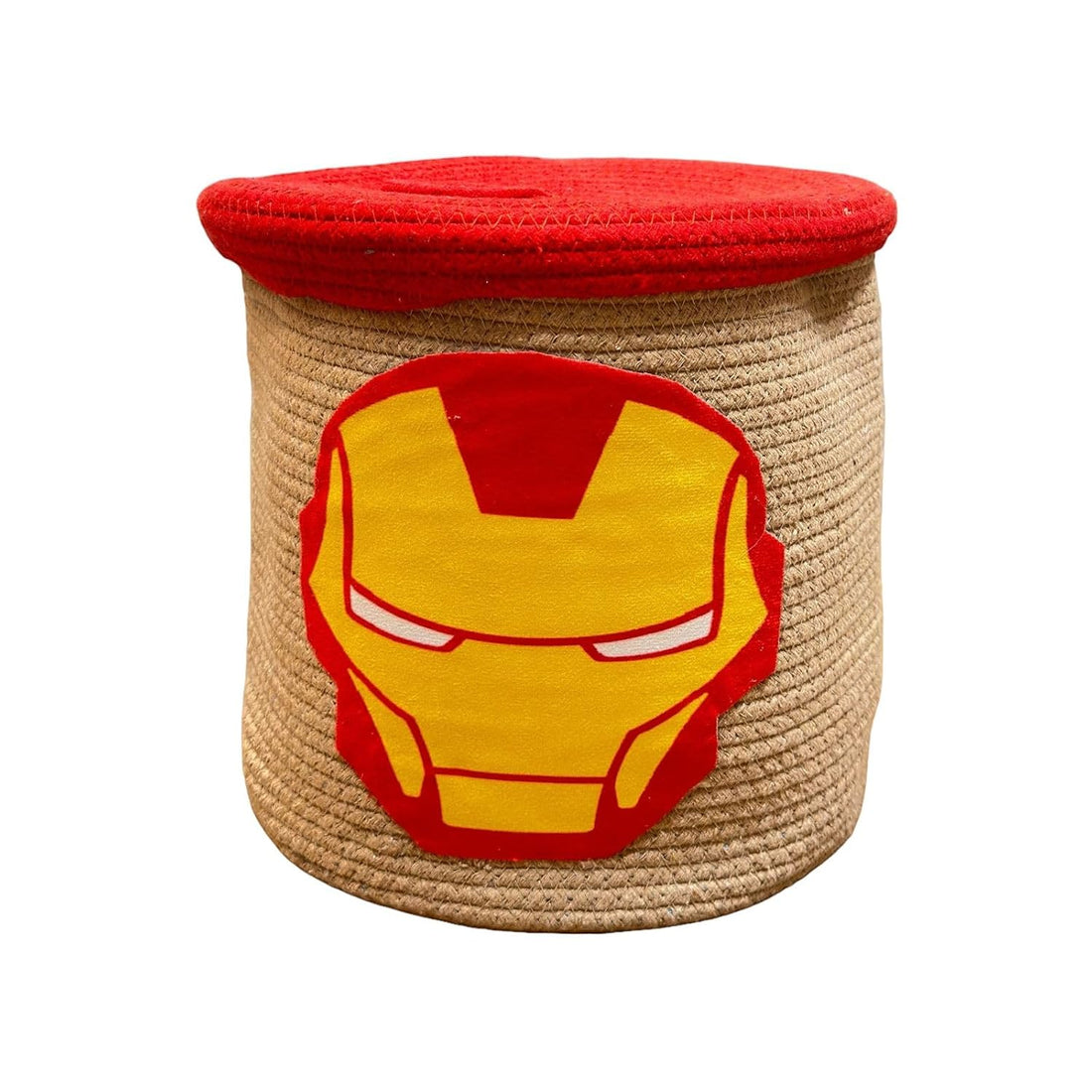 Beige Iron Hero Storage Basket with Lid for Kids Toy Room
