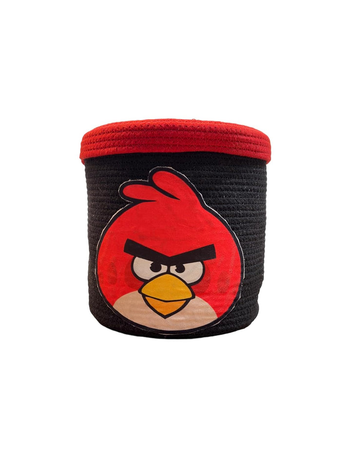 Black & Red Angry Bird Storage Basket with Lid for Kids Room