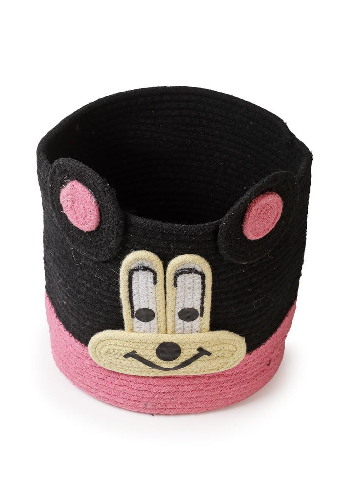 Black Pink Cartoon Storage Basket 26x26 cm Organizer