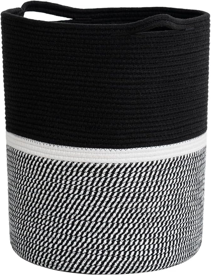 Grey Laundry Storage Basket Large Rope Clothes Organizer