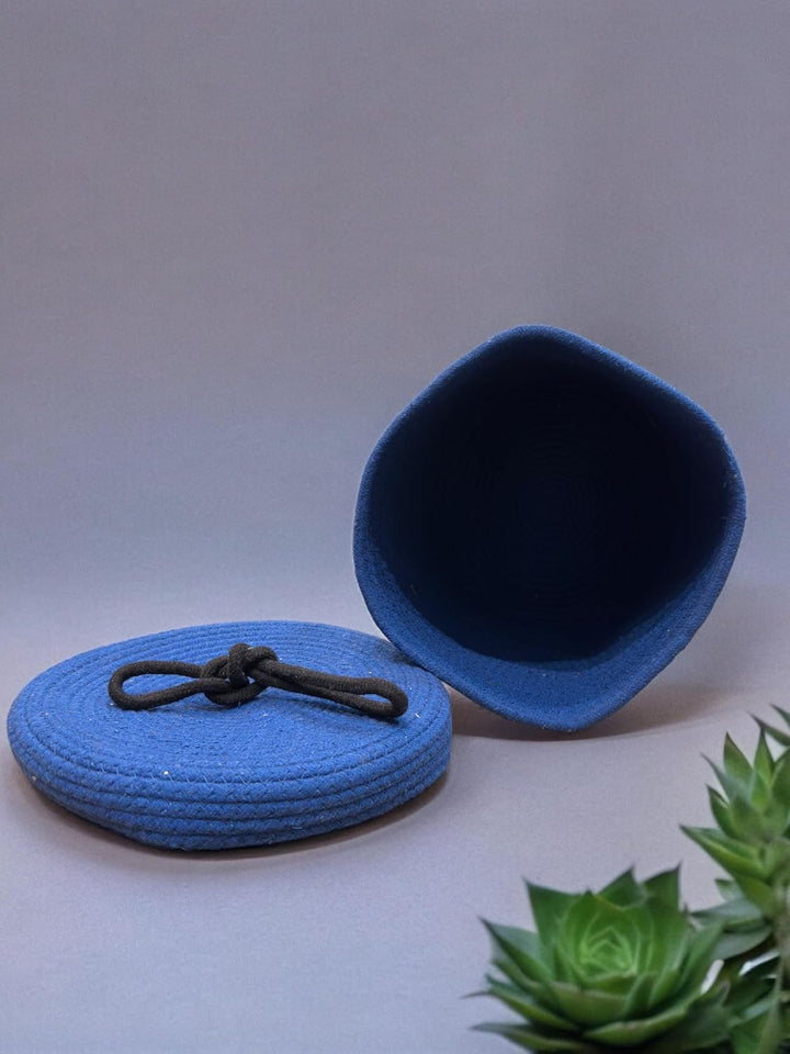 Blue Panda Storage Basket with Lid for Kids Toy Organizer