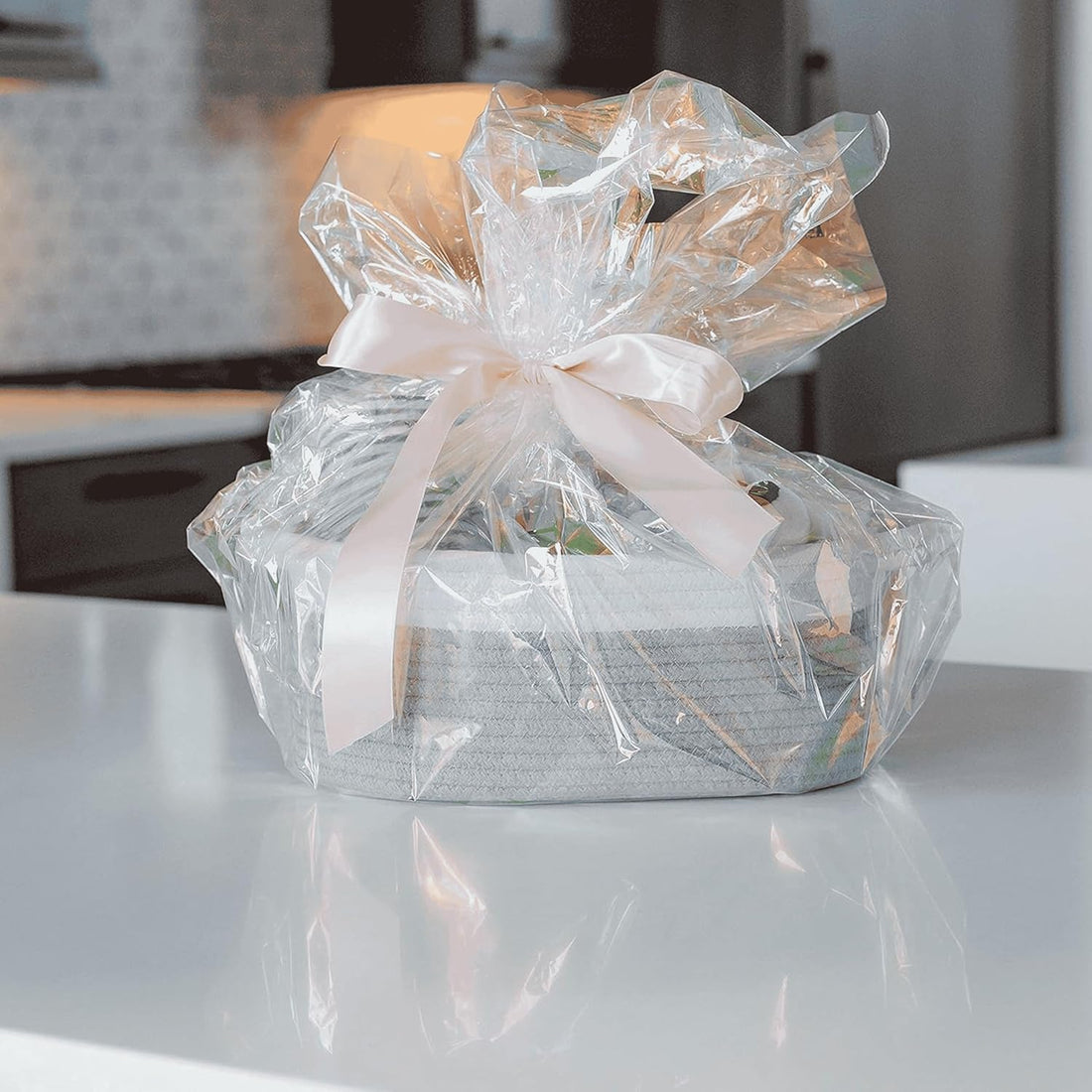 Grey & White Cotton Rope Storage Bowl Set for Home