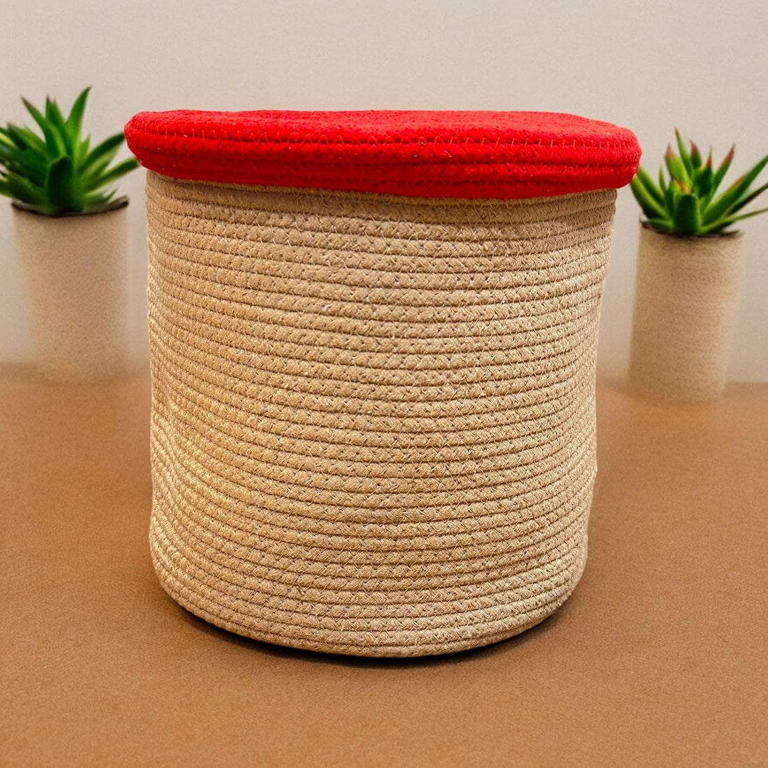 Beige Iron Hero Storage Basket with Lid for Kids Toy Room