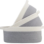 Grey & White Cotton Rope Storage Bowl Set for Home