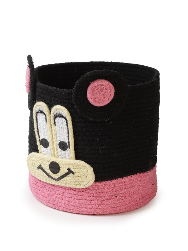 Black Pink Cartoon Storage Basket 26x26 cm Organizer