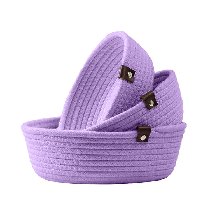 Lavender Cotton Rope Storage Bowl Set for Home Decor