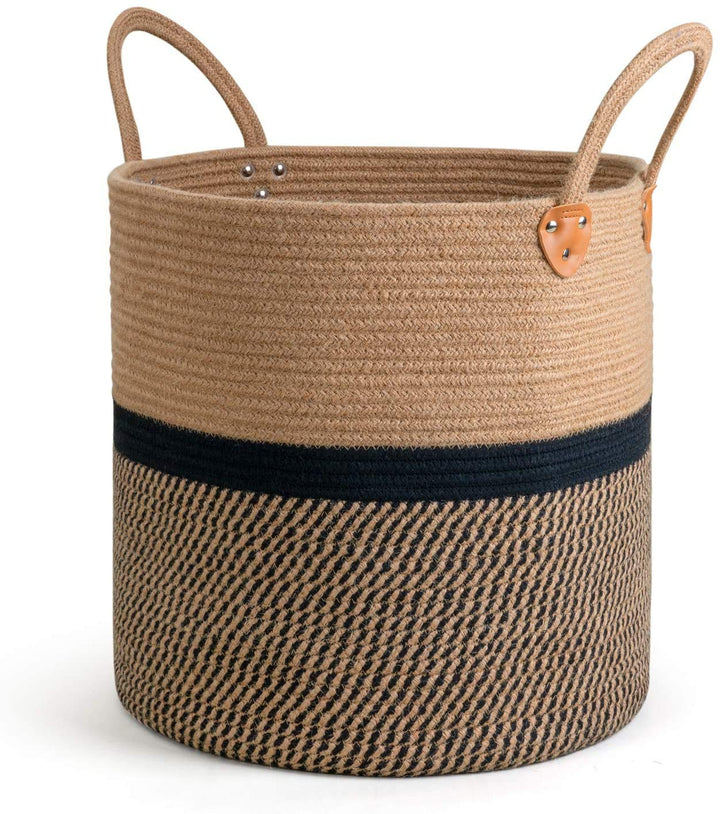 Handwoven Rope Storage Basket with Handles Modern Home Use