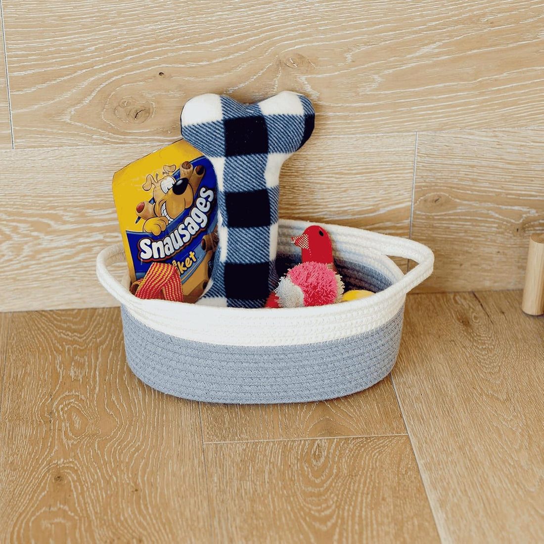 Grey & White Cotton Rope Storage Bowl Set for Home
