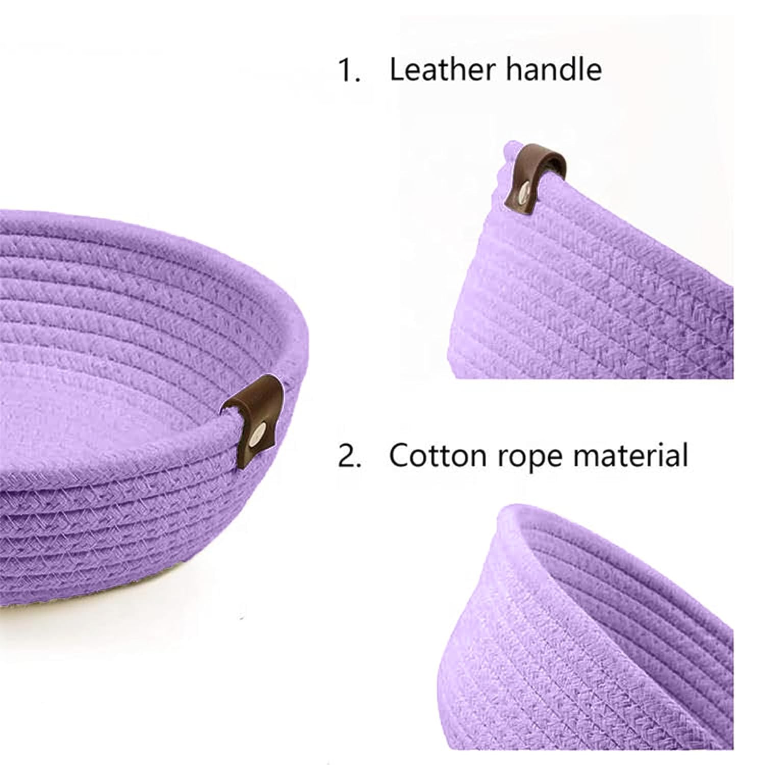 Lavender Cotton Rope Storage Bowl Set for Home Decor