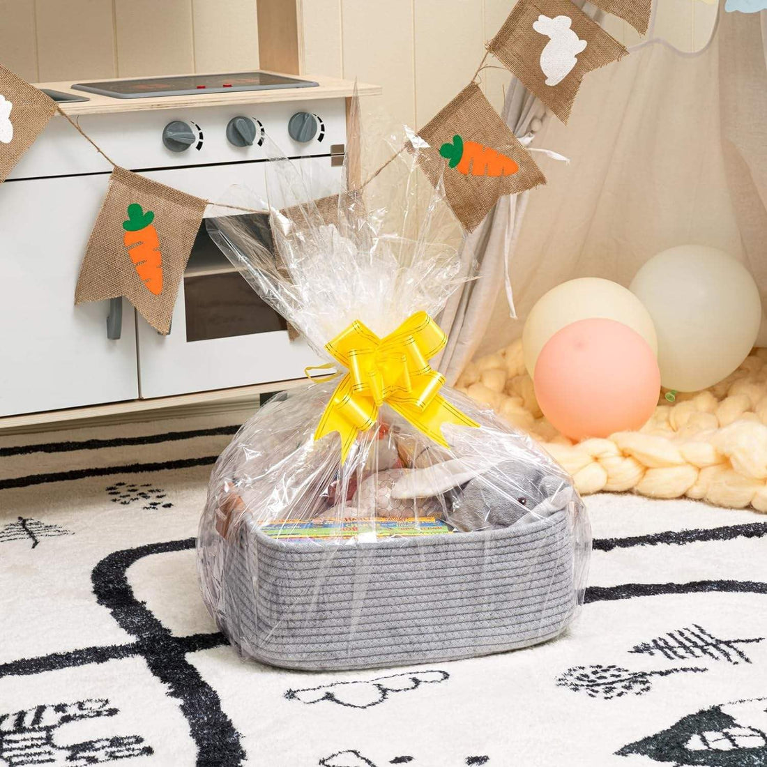 Light Grey Cotton Rope Storage Basket with Handles