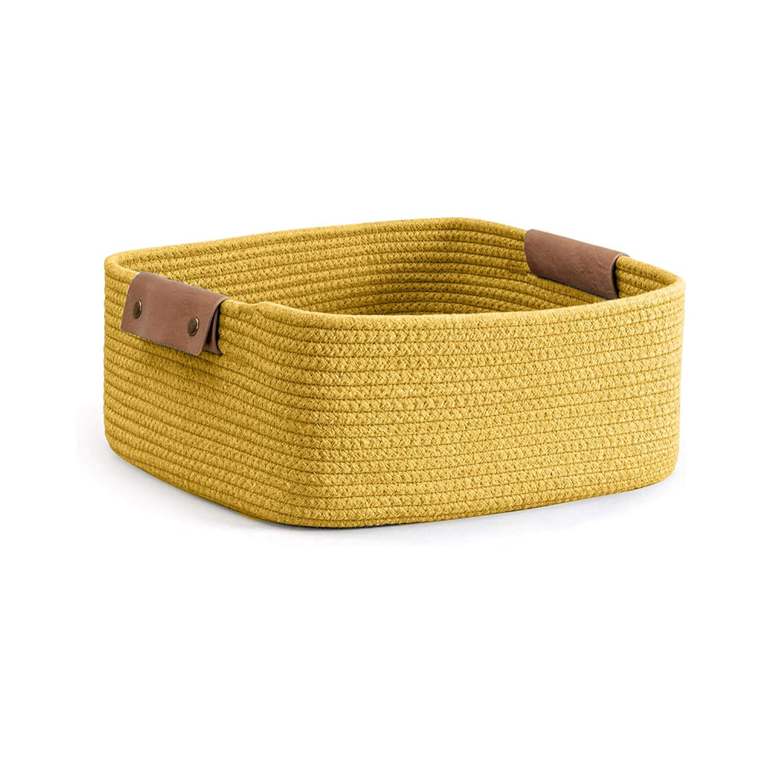 Mustard Cotton Rope Storage Basket with Handles
