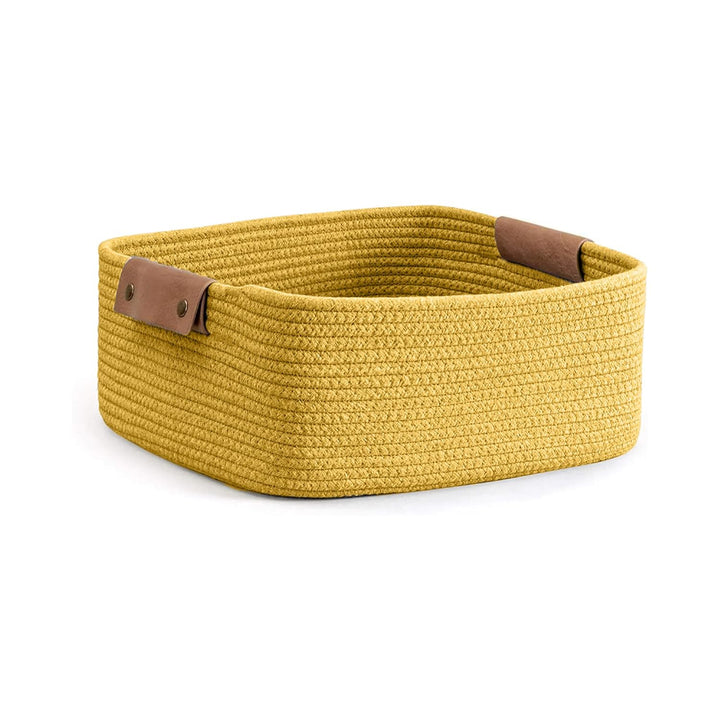 Mustard Cotton Rope Storage Basket with Handles